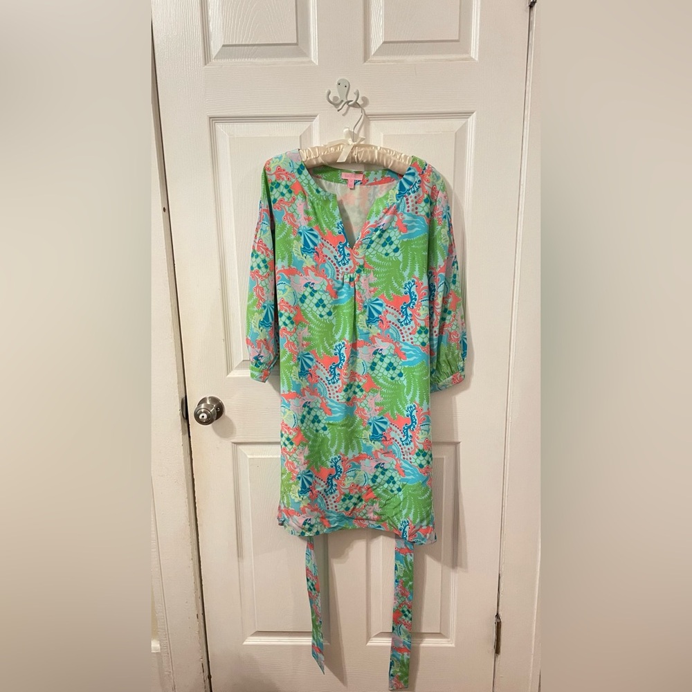 Lilly Pulitzer Green and Pink Tropical Swim Coverup